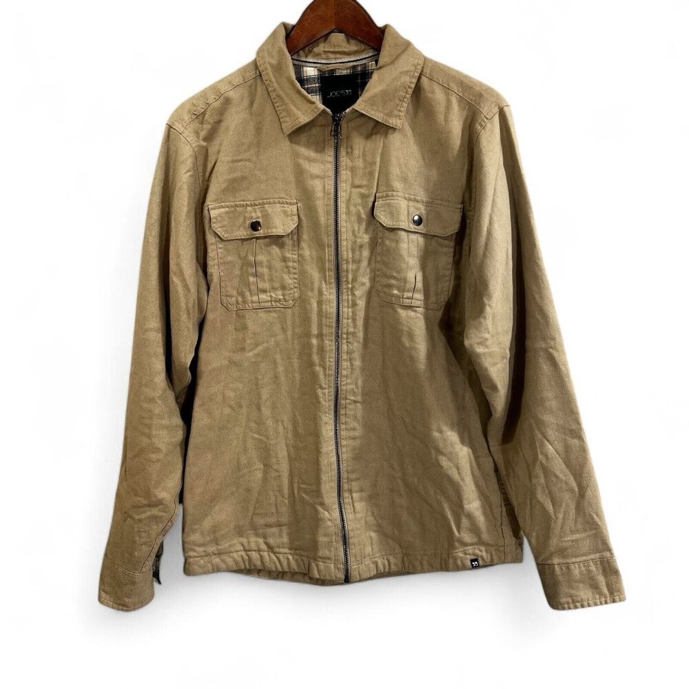 JOE’S Men’s Light Jacket Sz Medium Flannel Lined Over Shirt Jacket Brown